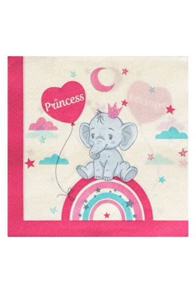 Baloane Vesele Set 12 Servetele Petrecere Princess Cu Elefant SRV59