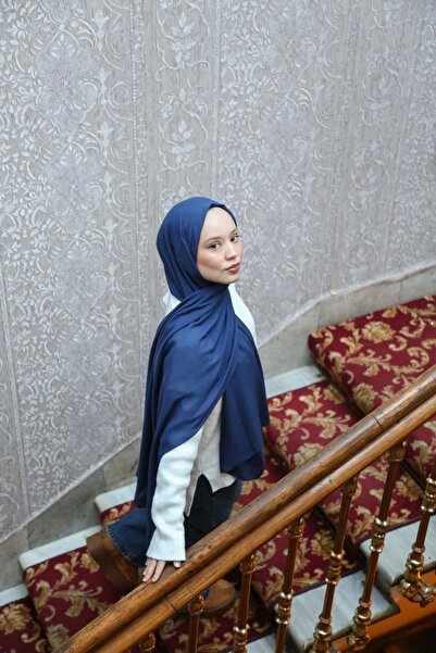 ENRİCO FERRİ Petra Plain Viscose Shawl - Indigo