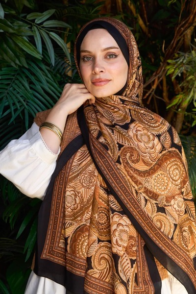 ENRİCO FERRİ Petra Ethnic Pattern Shawl - Black Tan