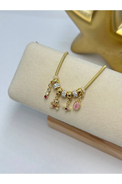 BYYEŞO Teddy Bear Detail Charm Steel Bracelet