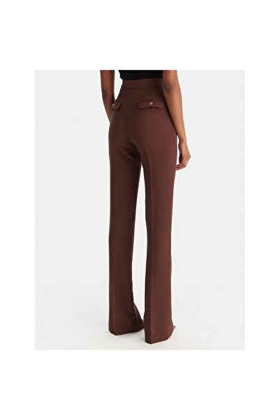 Elisabetta Franchi Pantaloni de damă din material textil PA14157E2 Maro