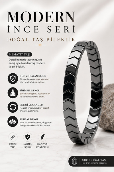 Morlisse Hematite Natural Stone Bracelet