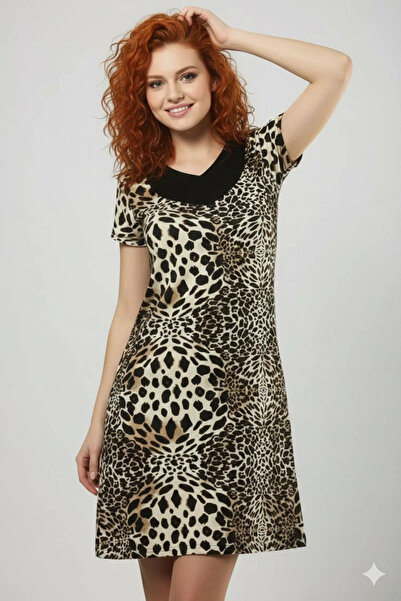 ALFA AKSESUAR 03 Women's Leopard Printed Dress 70012