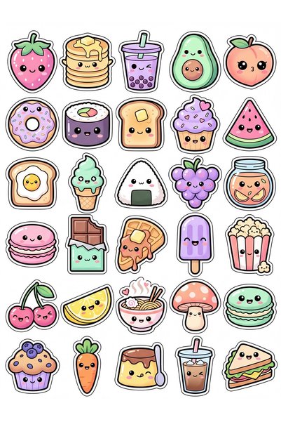 Generic Brand مجموعة ملصقات 30 قطعة من Sweet Foods - حزمة للهاتف المحمول والك...