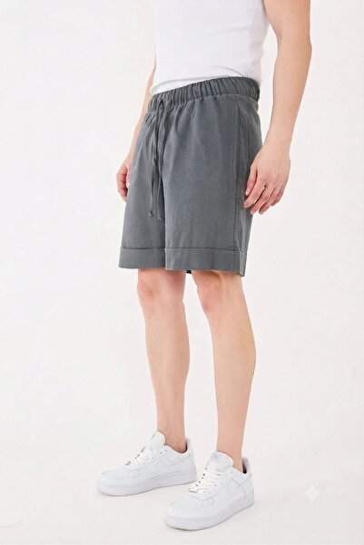 RELAXL 100% Cotton Loose Fit Elastic Waist Loose Fit Short Shorts Dark Gray