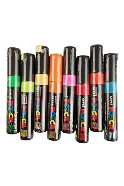 UNİ-BALL Uniball Posca Water Based Marker Pen Set 8mm 7+1Li Pc-8K