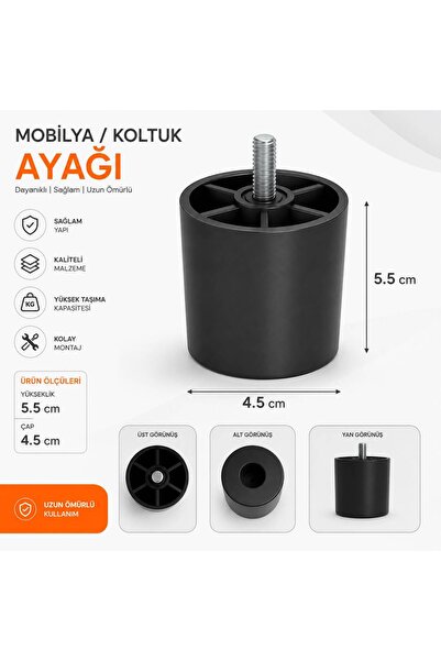 Hisar Hırdavat Mobilya Kanepe Koltuk Baza Yükseltme Yükseltici M8 Civatalı In...