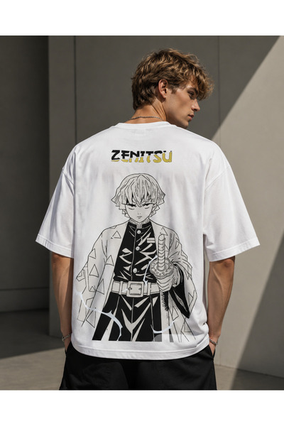 Nulivez Demon Slayer Zenitsu Agatsuma Oversized Unisex T-Shirt - Anime Graphi...