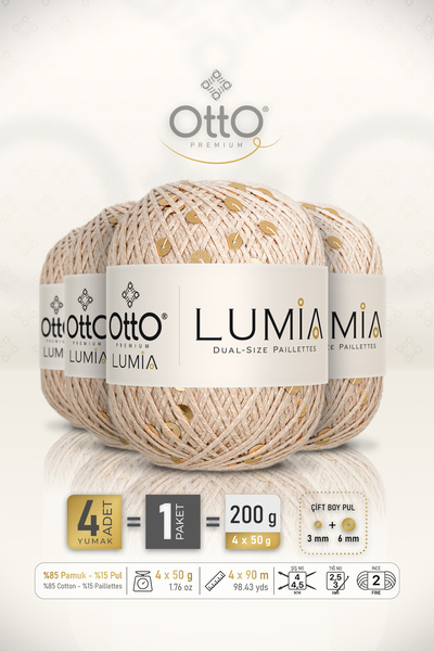 Otto LUMIA - Paiete bej-aurii (9460) - Pachet de 4 x 90m/50gr - Bumbac, paiet...
