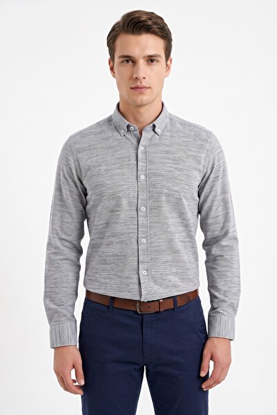 Mösyö Men's Slim Fitt Long Sleeve 100% Cotton Shirt Bgl-St05627