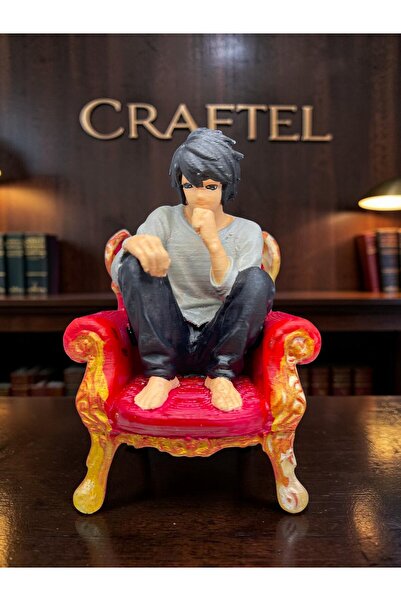 CRAFTEL Death Note L Lawliet Koltukta Oturan Figür 3D Figür El Boyaması 10 cm