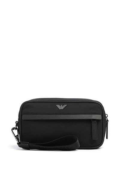 Emporio Armani Men's Metallic Armani Eagle Logo Zippered Front and Back Pocke...