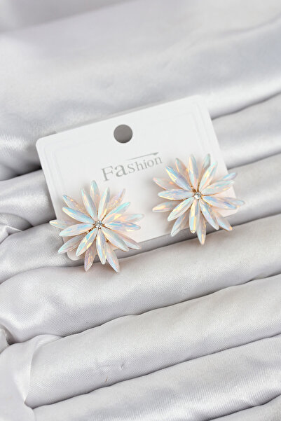 OGHAMAY Lotus Model White Color Crystal Stone Women's Earrings
