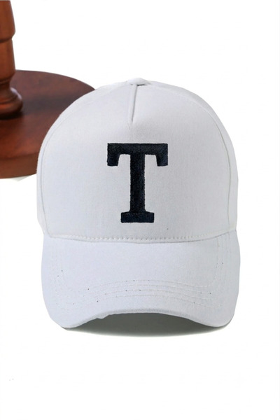 ŞapkaMania White Letter t Luxury Gabardine Baseball Cap