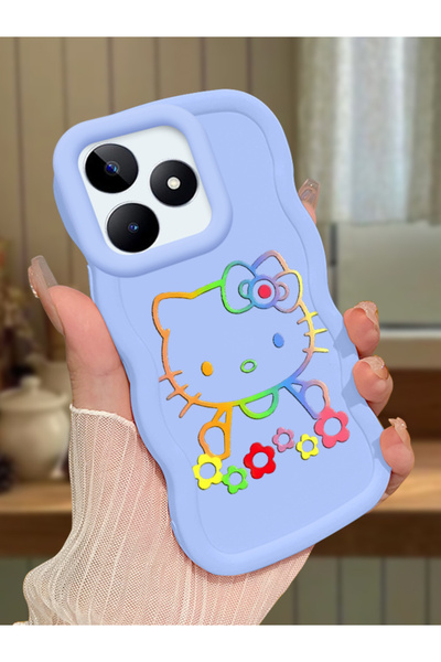 Hontinga Realme C53 Compatible Case Camera Protector Blue Silicone Couple Pho...