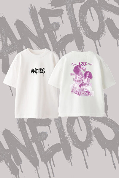 Anetos Sza_14 Design Back Printed Cotton White Oversize T-Shirt