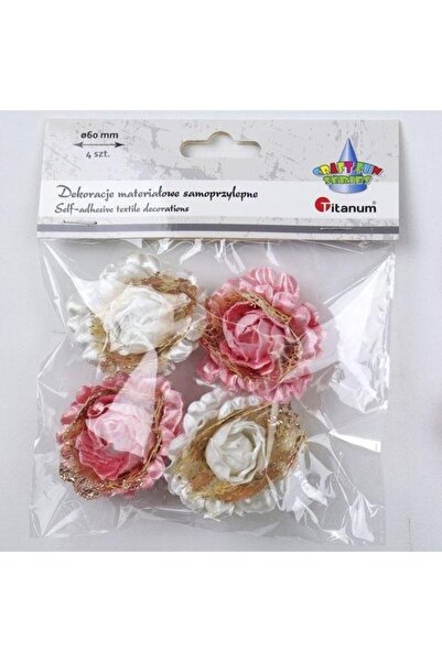 Titanum Decoratiuni textile autoadezive trandafiri 60 mm, Multicolor, 4 buc,