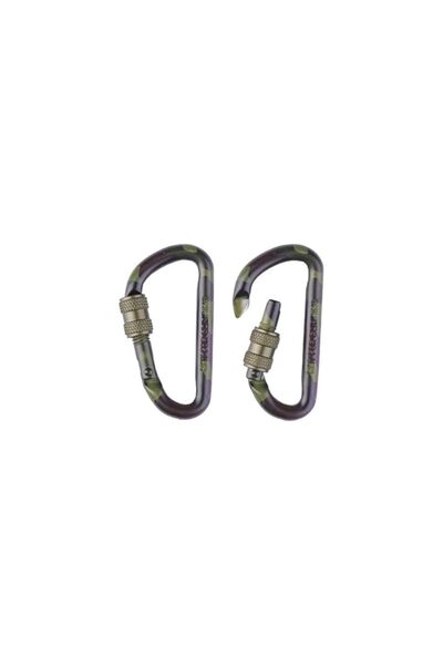 Mil-Tec Κρίκοι Carabiner Με Ασφάλεια Woodland 6cm (2 Τμχ)