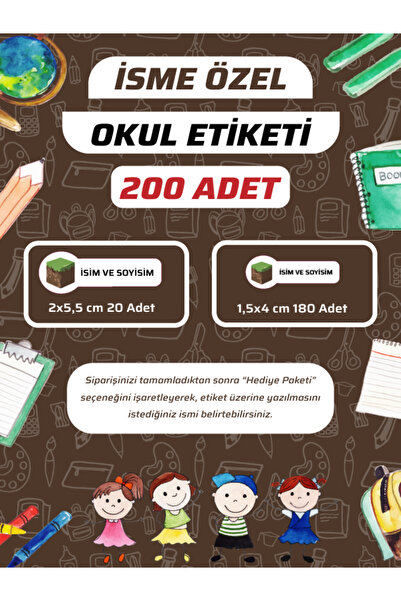 Adabilsa Kişiye Özel İsim Yazılabilen Minecraft Temalı Okul Etiketi - Suya Da...