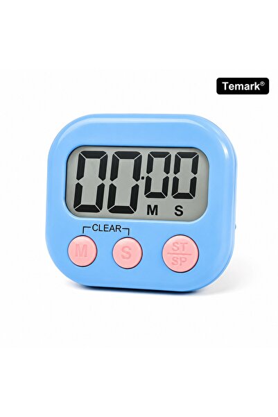 Temark Timer digital de bucătărie TMK-CR-1, magnet, alarmă, ecran LCD, Albastru