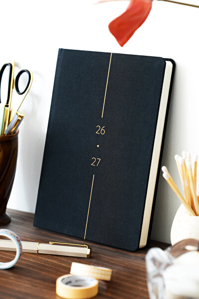 Matt Notebook 2026-2027 A5 Linen Academic Agenda 15X21 cm - 17 Months Black