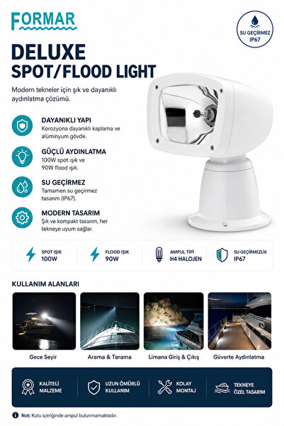 formar JOİSTİCK Lİ PROJEKTÖR 12 VOLT/100 watt HALOJEN