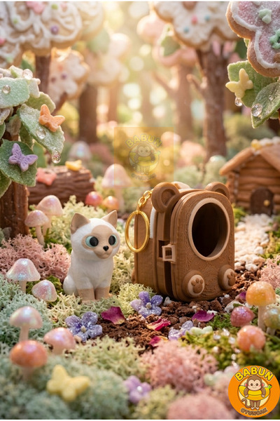 Babun Oyuncak Çantalı Kedi Çanta Charm Bag Charm & Anahtarlık Sevimli Hayvan Oyuncak - Trend Çanta Süsü