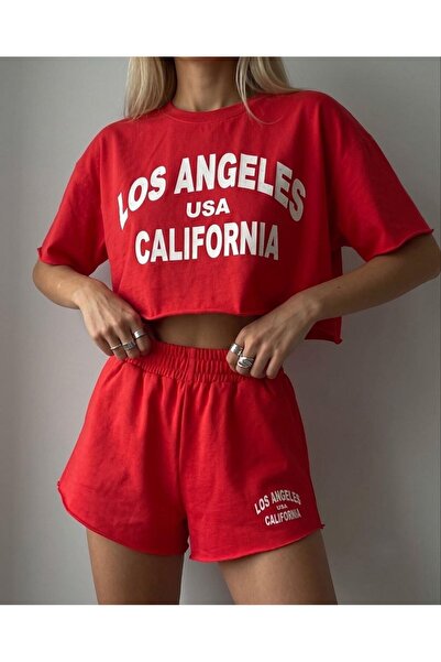 DENİKK Trend Special Washed Distressed Effect Shorts and T-Shirt 2-Piece Spor...
