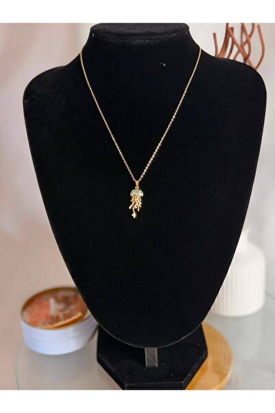 ANKA JEWELLRY KADIN PASLANMAZ ÇELİK ALTIN RENK MAVİ MİNELİ DENİZANASI FİGÜRLÜ...