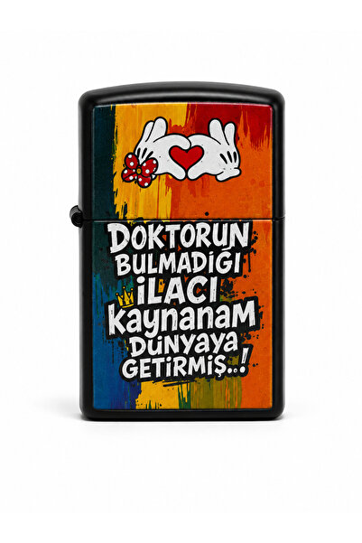 ONRSTORE Baskılı Benzinli Metal Çakmak – Klasik Kapaklı Doldurulabilir Çakmak