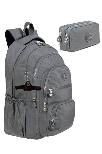 Freedom Set of 2 Crinkle Fabric School Backpack + Pen Holder, with Monkey Key...