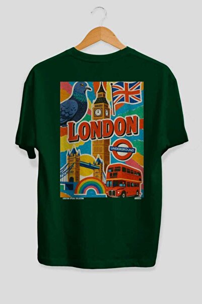 Ankhises Λονδίνο Αγγλία Πράσινο Oversize Country City Μπλουζάκι Unisex με στά...