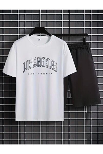 Boi Losangels Printed T-Shirt Shorts Loose Fit Comfortable Fit Black Bottom B...