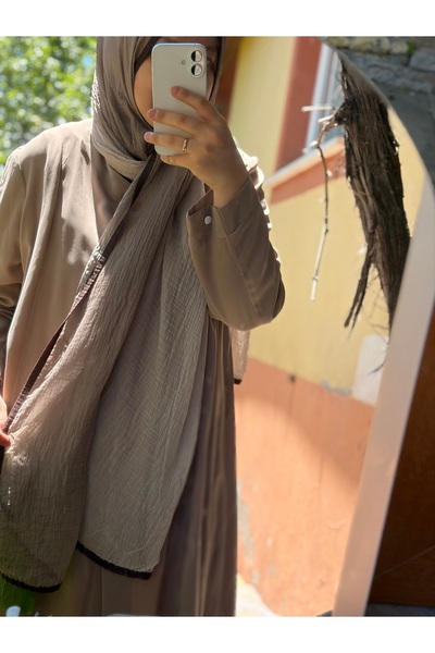 Mehru Scarfs Double Color Gradient Muslin - Sand Shawl - Non-Slip Texture - Summer/Winter - 75X185