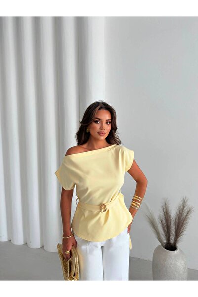 qeteen Single Shoulder Belt Detailed Premium Women's Blouse |   Modern Stylis...