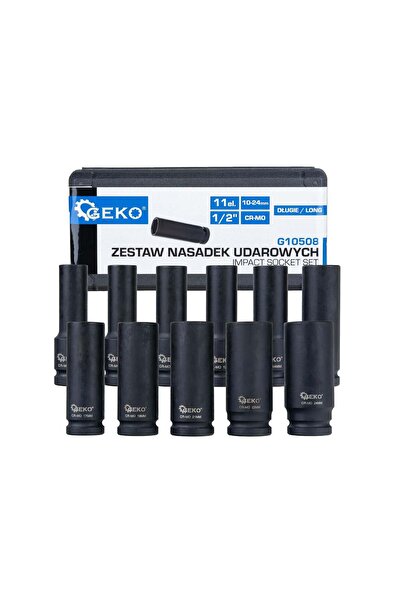 GEKO Set de chei tubulare de impact 1/2" 10-24mm, Cr-Mo, 11 piese, G10508