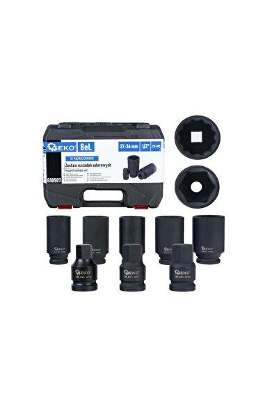 GEKO Set de chei tubulare de impact cu 12 puncte, 1/2 ", Cr-Mo, 8 piese, G10507