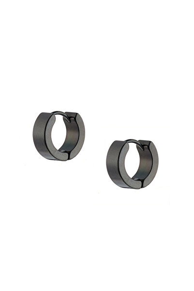bode Σκουλαρίκια κρίκοι unisex (ζευγάρι) από ατσάλι 316 μαύρα Art02002-5