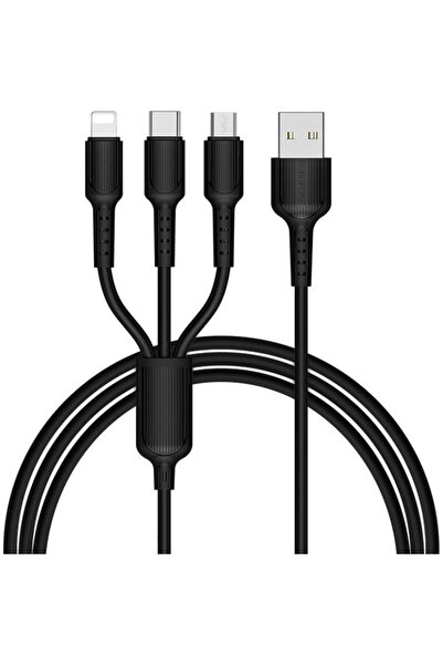 Borofone Κανονικό καλώδιο USB σε Lightning / Type-C / micro USB Μαύρο 1μ (BX16)