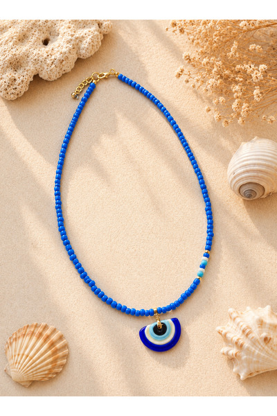 i&s design Murano Cam Nazar Boncuk Kolye Maviş