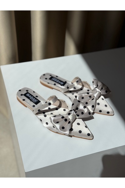 Basakshoes Santa Puantiyeli Fiyonklu Bej Babet