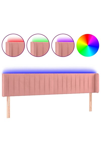 vidaxl Tăblie de pat cu LED, roz, 203x16x78/88 cm, catifea
