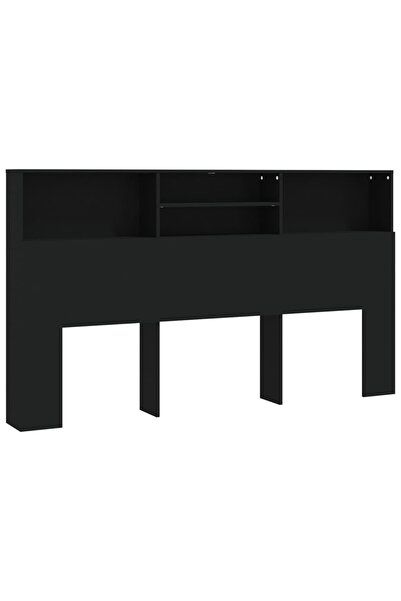 vidaxl Tăblie de pat cu dulap, negru, 180x19x103,5 cm