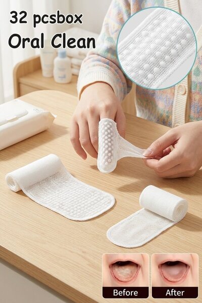 Generic 32pcs Non Woven Oral Cleaning Finger Wipes Tongue Teeth Cleaner Indiv...
