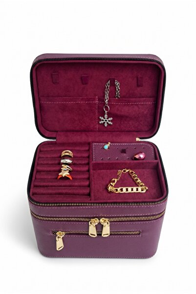 Moda fiesta Premium Jewelry Box and Makeup Bag Travel Organizer with Mirror B...