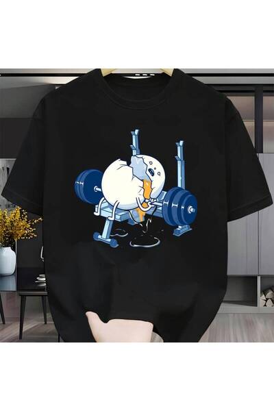 LİNA06 Men'S T-Shirt Bench Press with Dumbbell Egg Lifting, Outdoor Short-Sle...