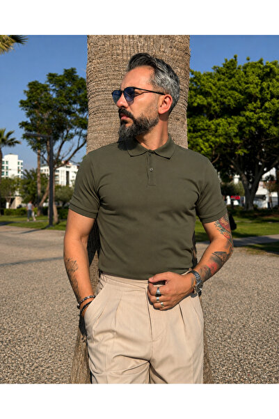 higo Azure Mare Men's Slim Fit 2-Button Polo T-Shirt