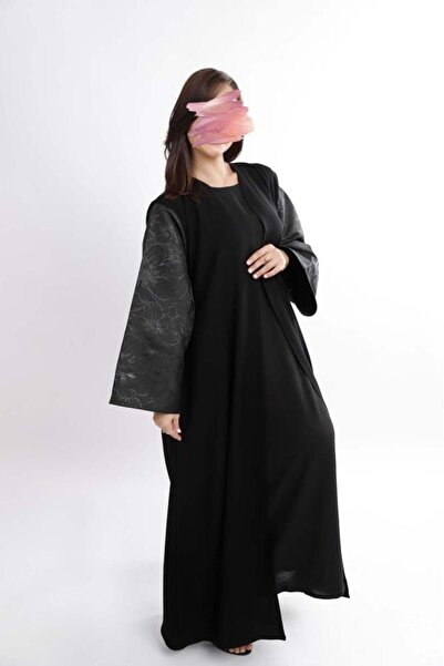Anaqa Abaya Crepe Cobra Abaya with Ruffled Sleeves