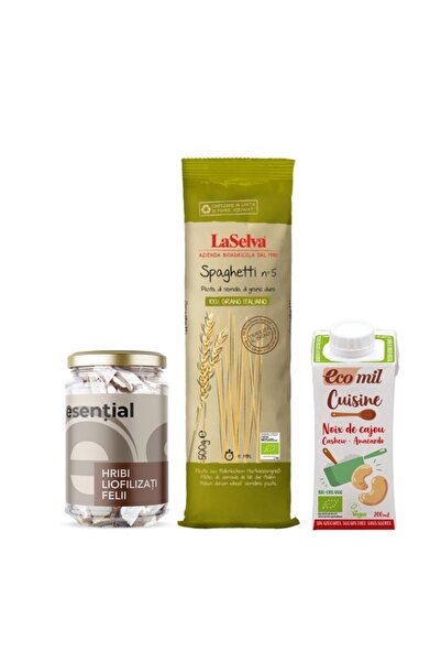 esential Pachet Vegan Bio Spaghetti cu Hribi – Spaghete LaSelva, Hribi Liofil...