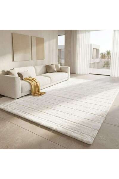 PAN HOME Carvy Rabbit Faux Fur Rug 200x290cm - Ivory